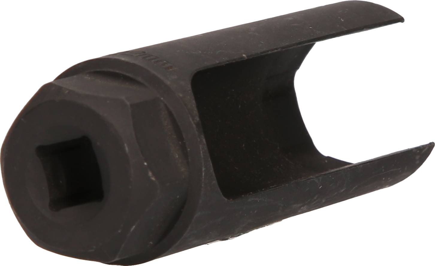 'Czarna nakrętka mocująca z wcięciem i gniazdem czworokątnym, przeznaczona do specjalnych prac ślusarskich.'