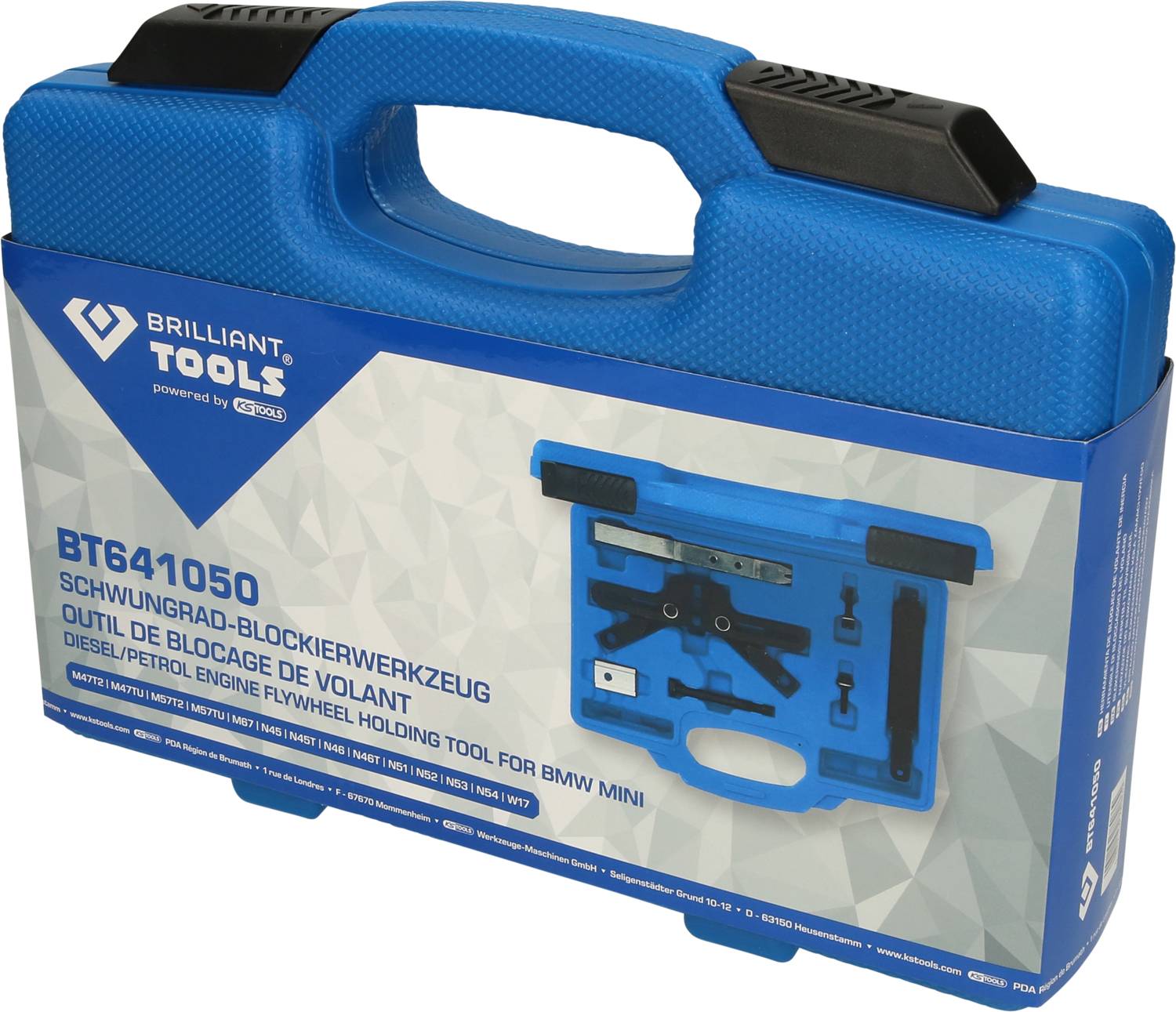 Niebieski plastikowy zestaw narzędzi do blokowania koła zamachowego BT641050 do BMW Mini.