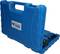 Niebieski plastikowy kufer na narzędzia z wytrzymałym uchwytem i otwartą pokrywą. Wewnątrz widać elementy zestawu narzędziowego.