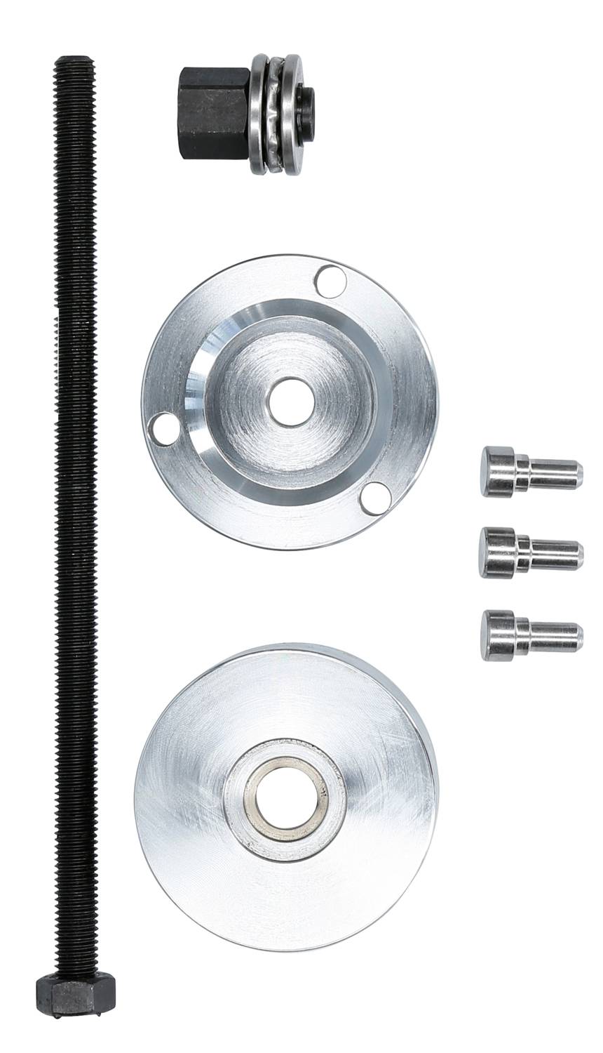 Narzędzie do wysprzęglania do wymiany sprzęgieł w generatorach napędzanych przekładnią alternatora. Składa się ze śrub i elementów metalowych.