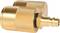 Złoty wtyk szybkozłączny wykonany z metalu o fakturowanej powierzchni, stosowany do podłączania systemów sprężonego powietrza.