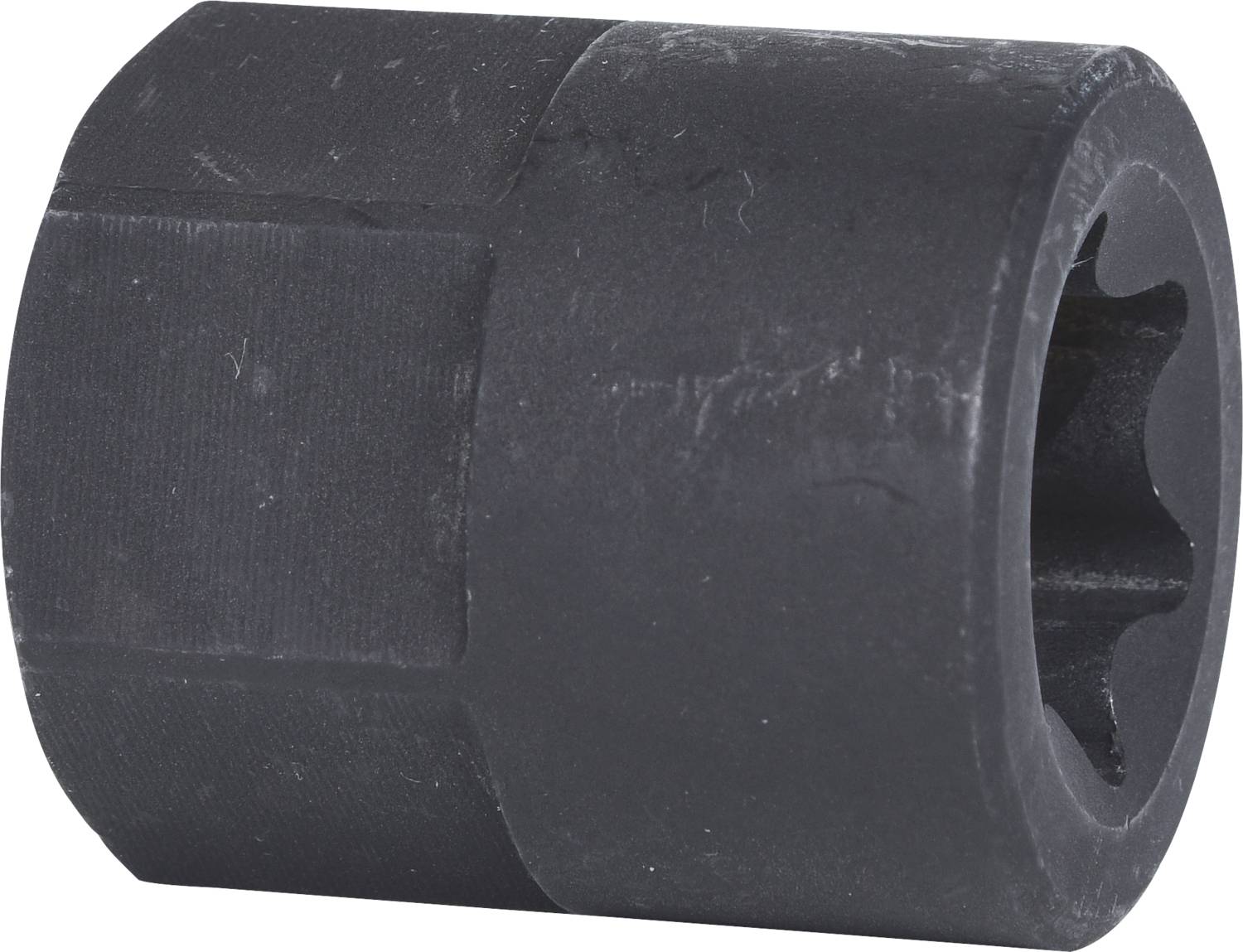 Czarny sześciokątny klucz nasadowy z gwiaździstym wgłębieniem, prawdopodobnie przeznaczony do pojazdów mechanicznych lub maszyn.