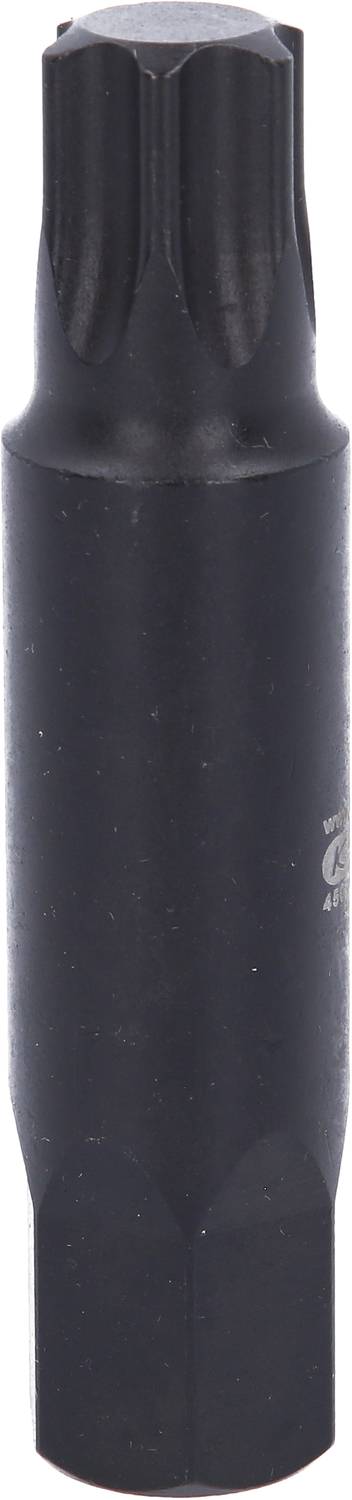 Czarny klucz nasadowy z sześciokątną podstawą i gwiaździstym zakończeniem, stosowany do określonych połączeń śrubowych.