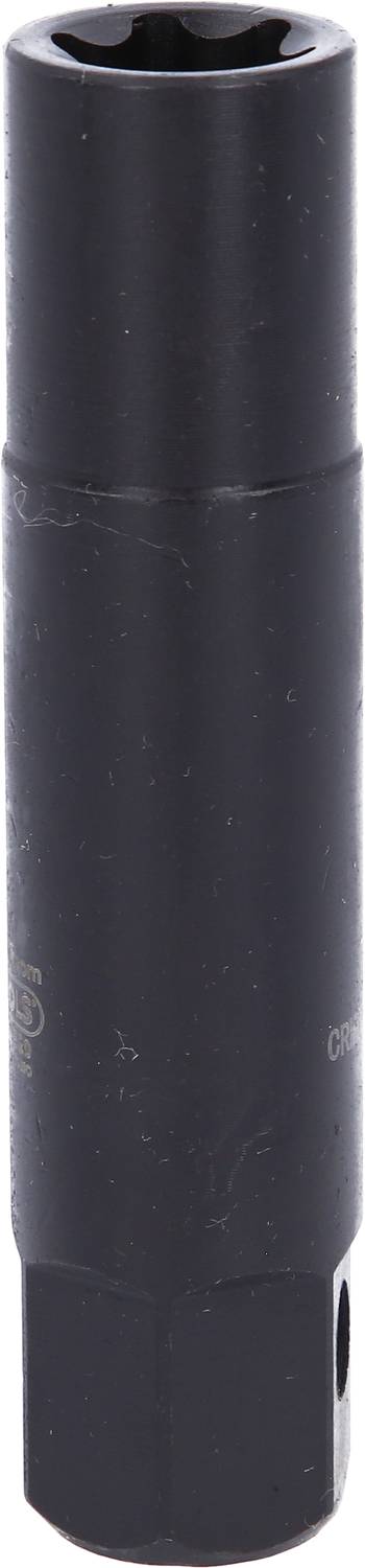 Czarna metalowa tuleja świecy zapłonowej o kształcie cylindrycznym, przeznaczona do usuwania świec zapłonowych.