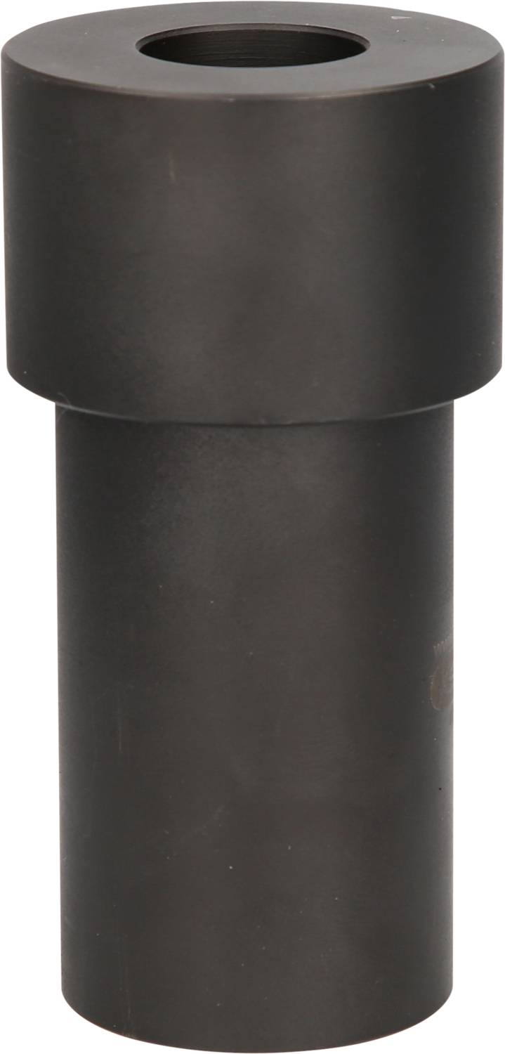 Czarny, cylindryczny obiekt z płaskim spodem i otworem od góry.