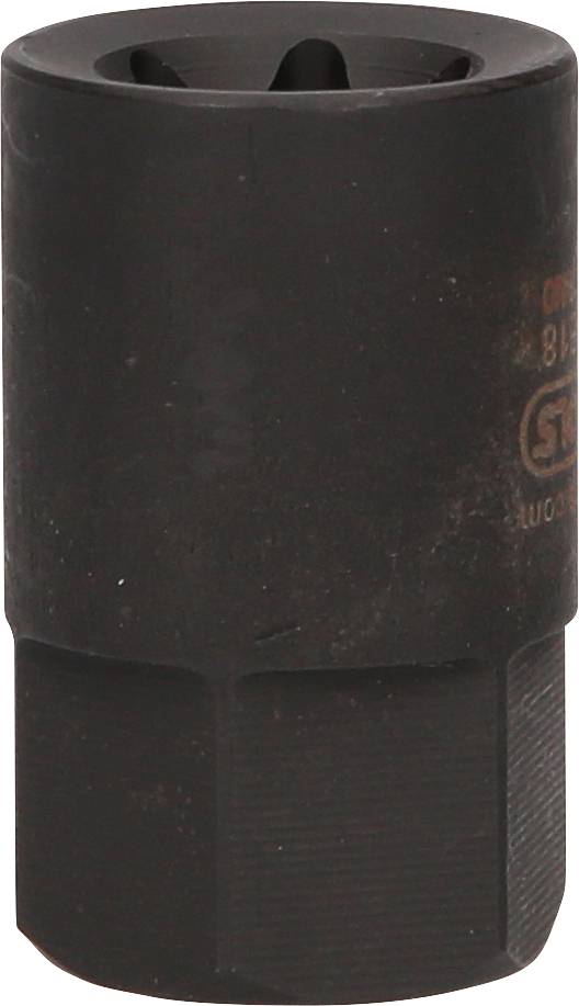 Czarny sześciokątny łeb śruby z cylindryczną górną częścią, odpowiedni do zastosowań mechanicznych.