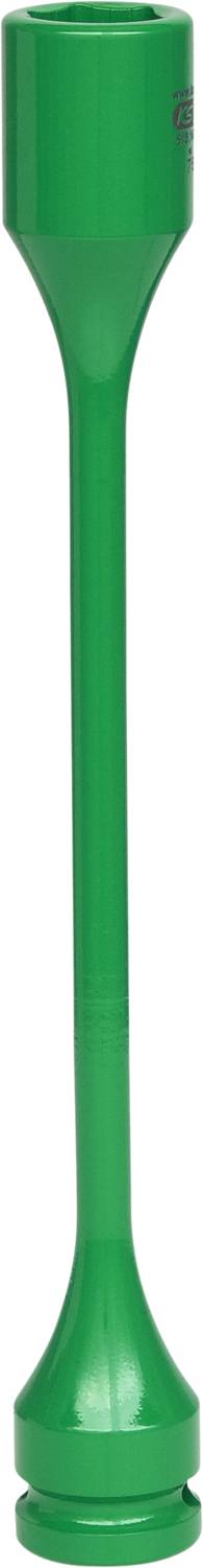 Zielony adapter do podłogi z tworzywa sztucznego, długi cylindryczny korpus z szeroką podstawą i wąskim górnym końcem, często stosowany do mocowania znaków.