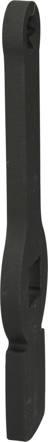 Czarny uchwyt z tworzywa sztucznego o prostych krawędziach i ergonomicznym kształcie, odpowiedni do narzędzi lub urządzeń.