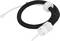 Czarny, elastyczny przewód z białymi złączkami na obu końcach, prawdopodobnie element jakiegoś urządzenia technicznego lub pompy.