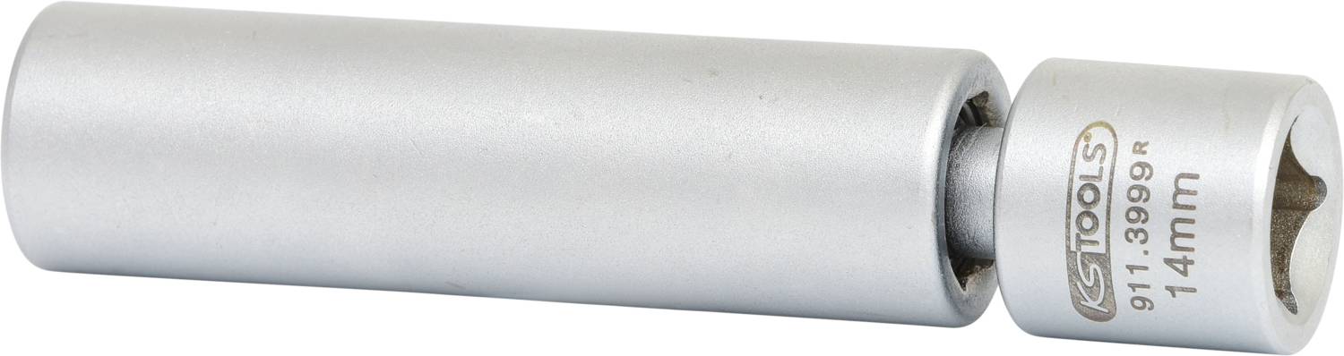 Srebrny adapter klucza z napisem 'KS Tools 911.3999R 14 mm'.