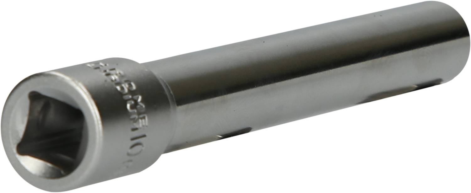 Metalowy klucz nasadowy, cylindryczny z kwadratowym otworem, przeznaczony do dokręcania lub odkręcania śrub i nakrętek.