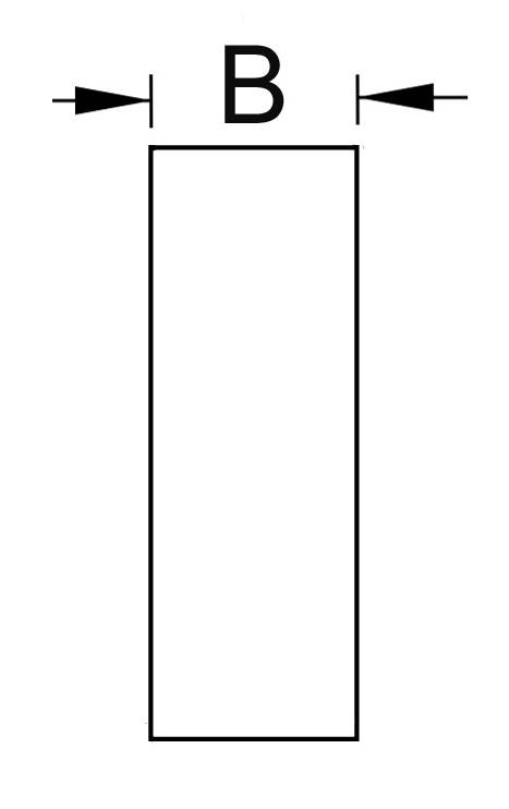 Prostokąt w orientacji pionowej, z etykietą 'B' wskazującą szerokość u góry za pomocą dwóch strzałek.