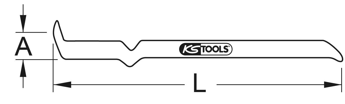 Ilustracja narzędzia firmy KS Tools z wymiarami A i L.