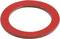 Czerwony, okrągły pierścień uszczelniający wykonany z materiału kartonowego, stosowany głównie do uszczelniania w instalacjach sanitarnych lub zastosowaniach motoryzacyjnych.