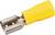 Żółty konektor kablowy z metalowym wtykiem, odpowiedni do połączeń elektrycznych.