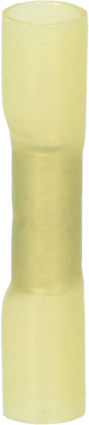 Izolowany, żółty, cylindryczny łącznik kablowy; używany do połączeń elektrycznych.