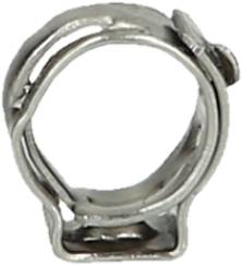 Metalowa opaska zaciskowa z śrubą u góry.