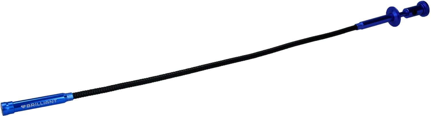 Niebieski i czarny elastyczny uchwyt z uchwytem i hakiem na końcu, używany do chwytania lub sięgania po przedmioty.