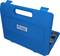 Niebieski, otwarty kufer na narzędzia z widocznymi dwoma okrągłymi elementami narzędziowymi. Kufer posiada uchwyt i oznaczenie na przedniej stronie.