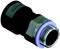 Metalowy adapter z gwintem zewnętrznym i czarnym złączem z tworzywa sztucznego. Odpowiedni do zastosowań przemysłowych.