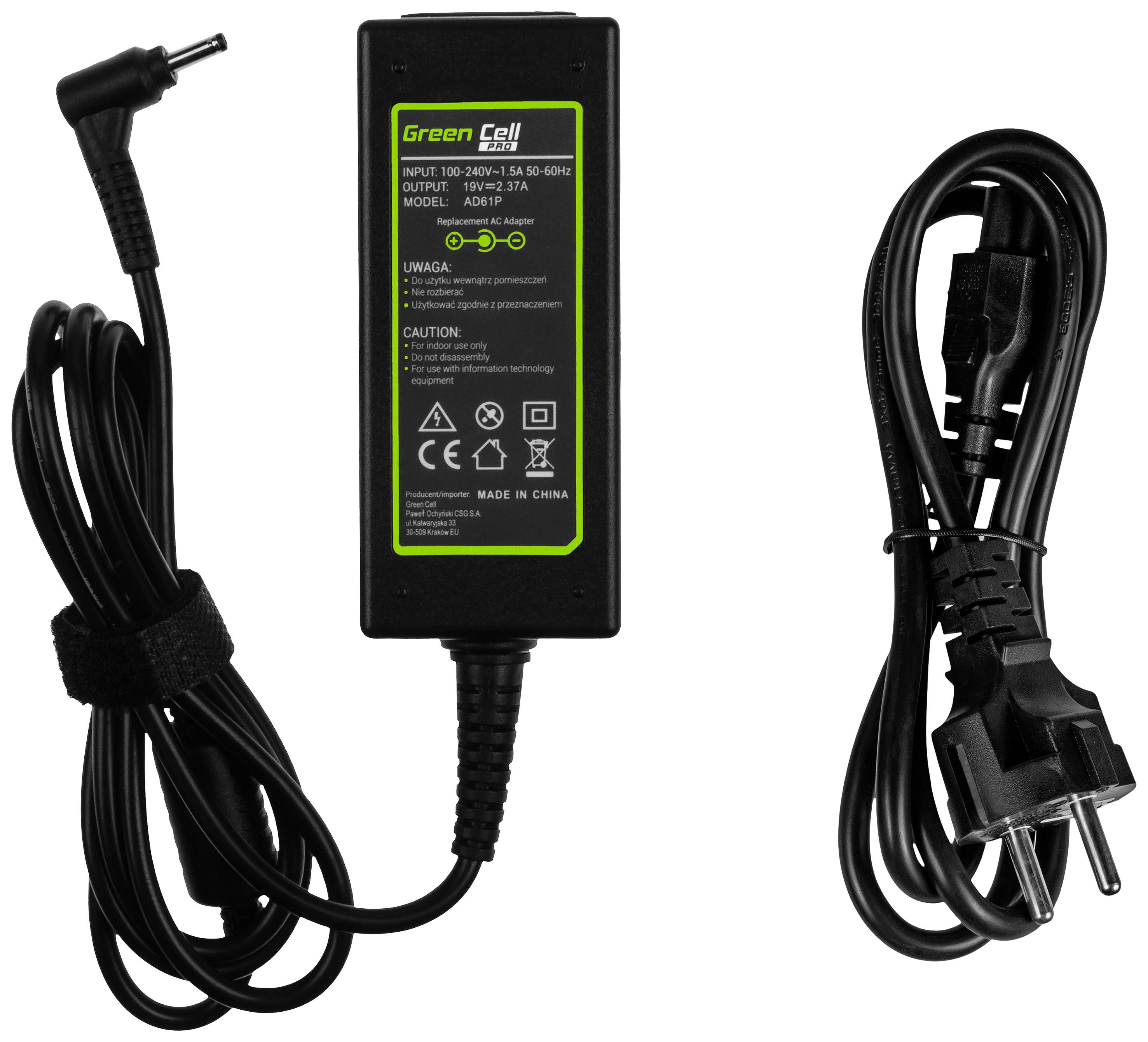 Блок живлення для ноутбука Green Cell GC-AD61P 45 Вт 2.37 A