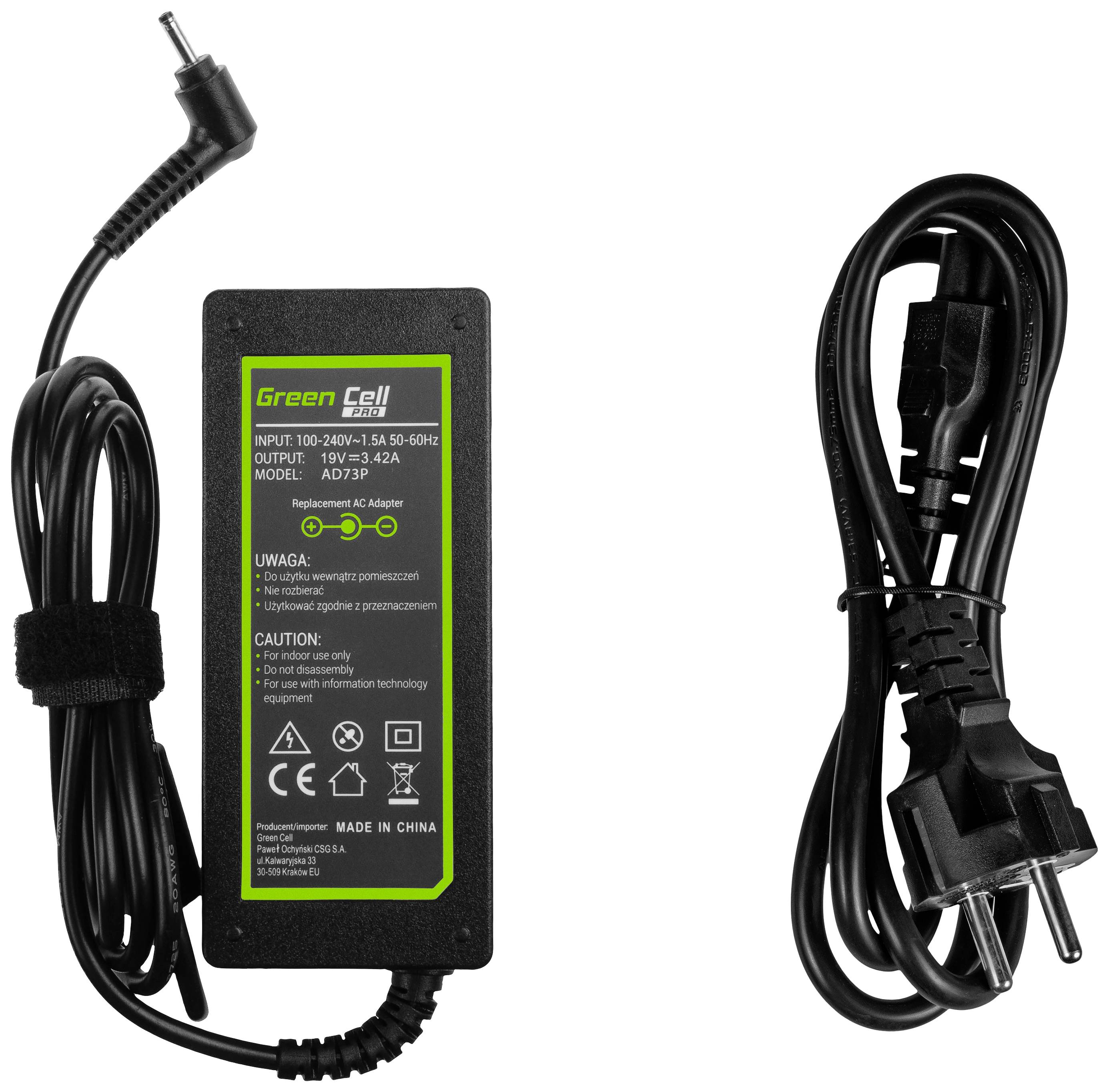 Адаптер живлення для ноутбука Green Cell GC-AD73P 65 Вт 3,42 А