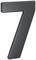 Czarna, trójwymiarowa liczba '7' na białym tle.