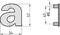 Rysunek techniczny małej litery 'a' o wymiarach: szerokość 54 mm, wysokość 57 mm, głębokość boczna 45 mm, cylinder Ø8 mm.