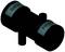 Złączka kablowa 'FIPLOCK' w kształcie litery T wykonana z czarnego materiału, przeznaczona do instalacji elektrotechnicznych.
