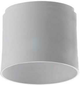 Szary, cylindryczny abażur metalowy, pozbawiony widocznych mocowań lub żarówki.