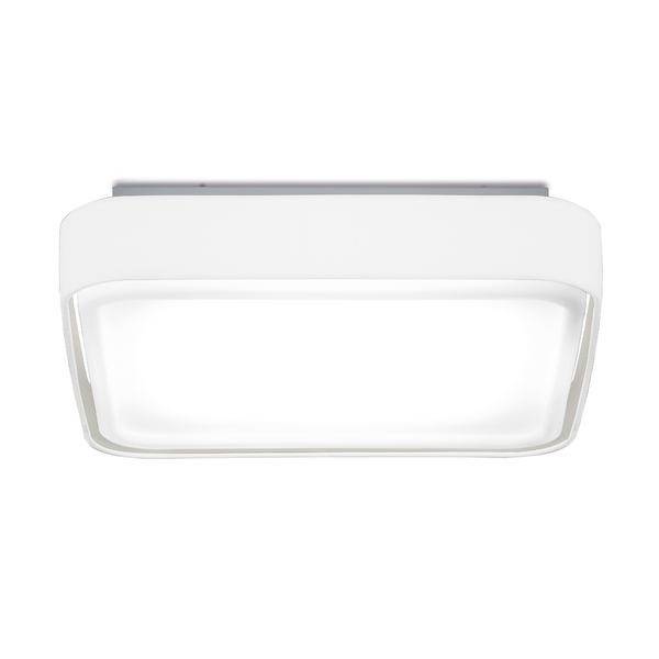 Nowoczesna, kwadratowa lampa sufitowa LED w kolorze białym. Idealna do równomiernego oświetlenia wnętrz.