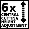 „6x Centralna regulacja wysokości cięcia