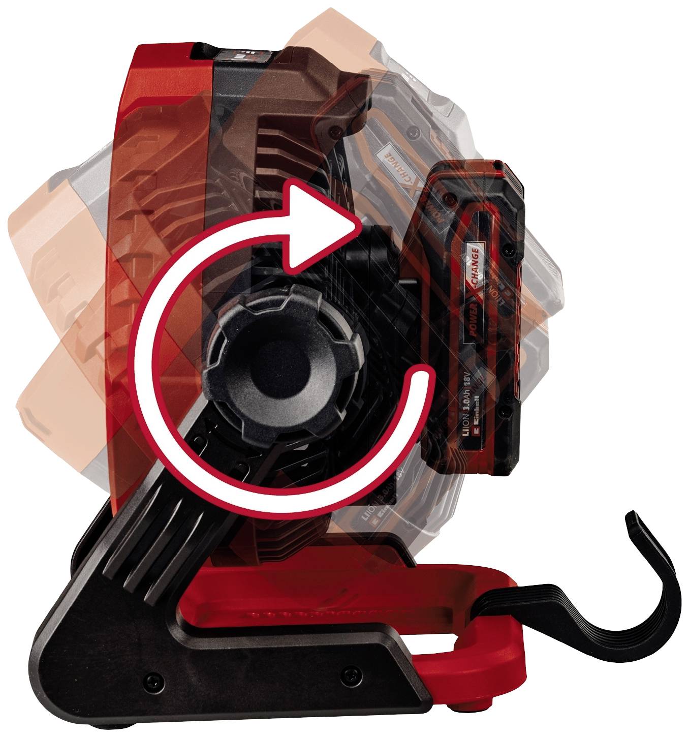 Акумуляторний повітродув Einhell GE-CF 18/2200 Li Power X-Change, червоний, на батарейках, настінний