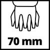 Symbol wewnętrznej długości pałeczki do takoyaki, przedstawiony linią przerywaną z napisem „70 mm