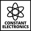 Logo firmy 'CONSTANT ELECTRONICS' z wygranym stylizowanym symbolem atomu.
