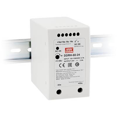 Białe urządzenie elektryczne zamontowane na szynie DIN, z wieloma złączami, w tym oznaczeniami 'INPUT' i 'OUTPUT' na przedniej płaszczyźnie.