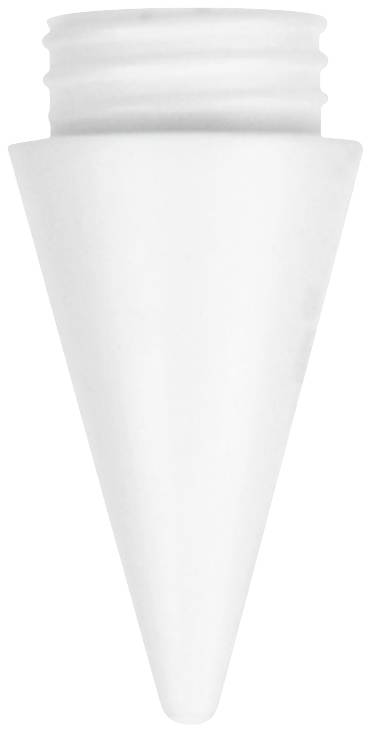 Biały, stożkowaty plastikowy dekiel pojemnika, prawdopodobnie przeznaczony do kosmetyków lub produktów pielęgnacyjnych.
