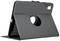 Czarna obudowa do tabletu z obrotową podstawką i projektem izometrycznym. Posiada okrągłe wycięcie pośrodku.
