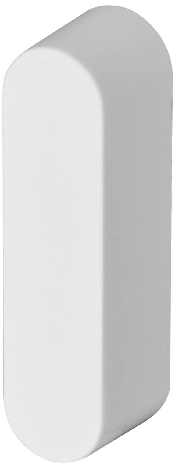 Biały, zaokrąglony czujnik prostokątny.