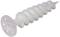 Biały kołek plastikowy z gwintem spiralnym i płaską główką z otworami, stosowany do mocowania w ścianach.