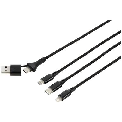 Kabel USB do ładowania z czterema różnymi wtyczkami: USB-C, micro-USB i Lightning. Idealne do ładowania różnych urządzeń.