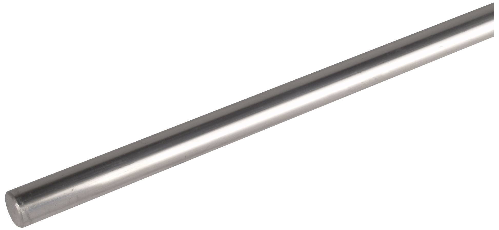 Długi, gładki pręt metalowy o kształcie cylindrycznym na białym tle.