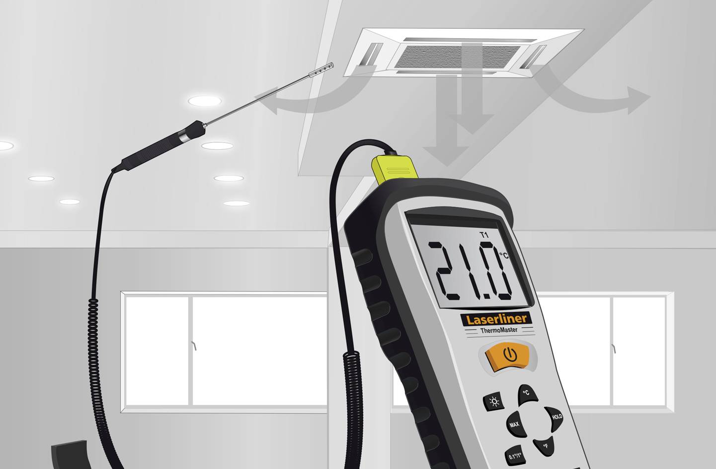 Датчик температуры воздуха Laserliner 082.435A ThermoSensor, диапазон температур от -50 до 800 °C.