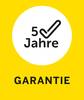 5 lat' z zaznaczeniem w kółku, poniżej napis 'GWARANCJA' na żółtym tle. Wskazówka dotycząca pięcioletniej gwarancji.