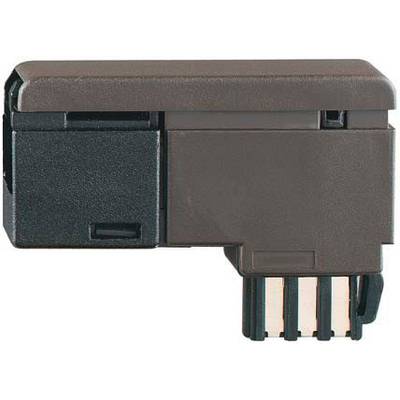Brązowy elektryczny adapter z wtyczkami i prostokątną obudową, służący do podłączania urządzeń elektronicznych.