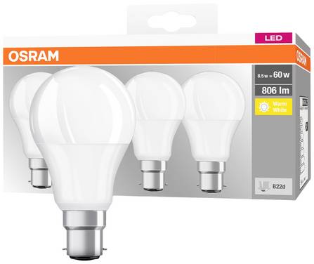 Żarówka LED OSRAM HOMELIGHTING 4058075819511 B22d 8.5 W = 60 W 806 lm ciepła biel 4 szt.