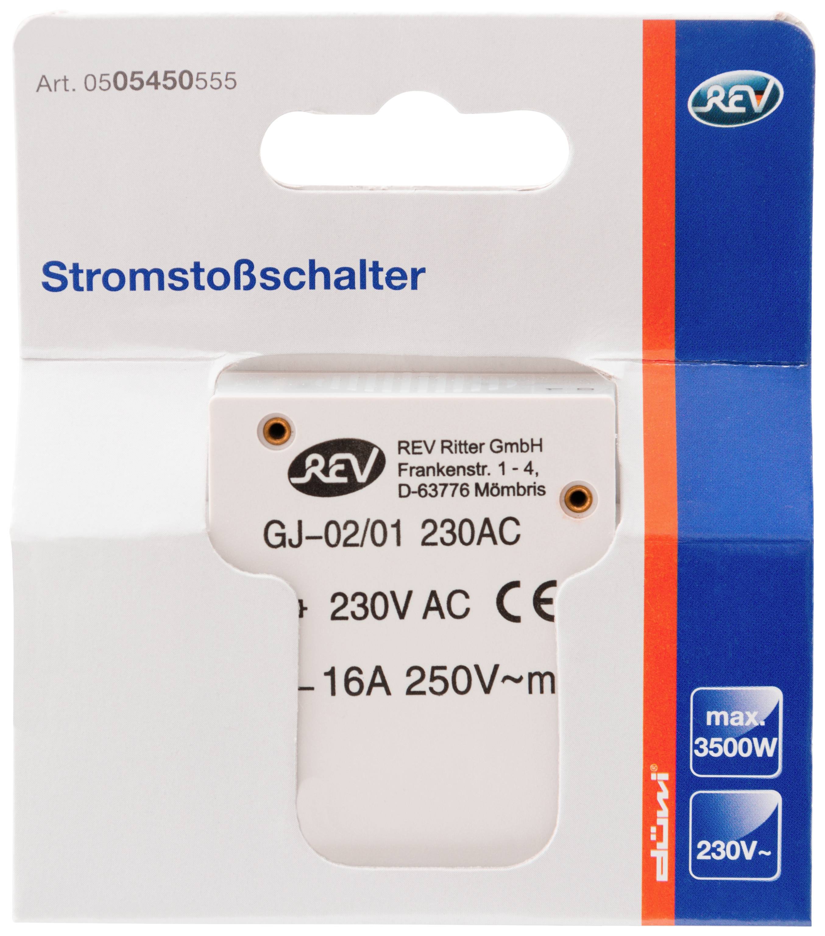 Рейка перенапруги REV Stromstoßschalter Verteiler16A 230 В 16 А 3500 Вт 1 шт.
