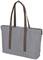 Duża szara torba z długimi brązowymi uchwytami, odpowiednia do zakupów lub codziennego użytku.