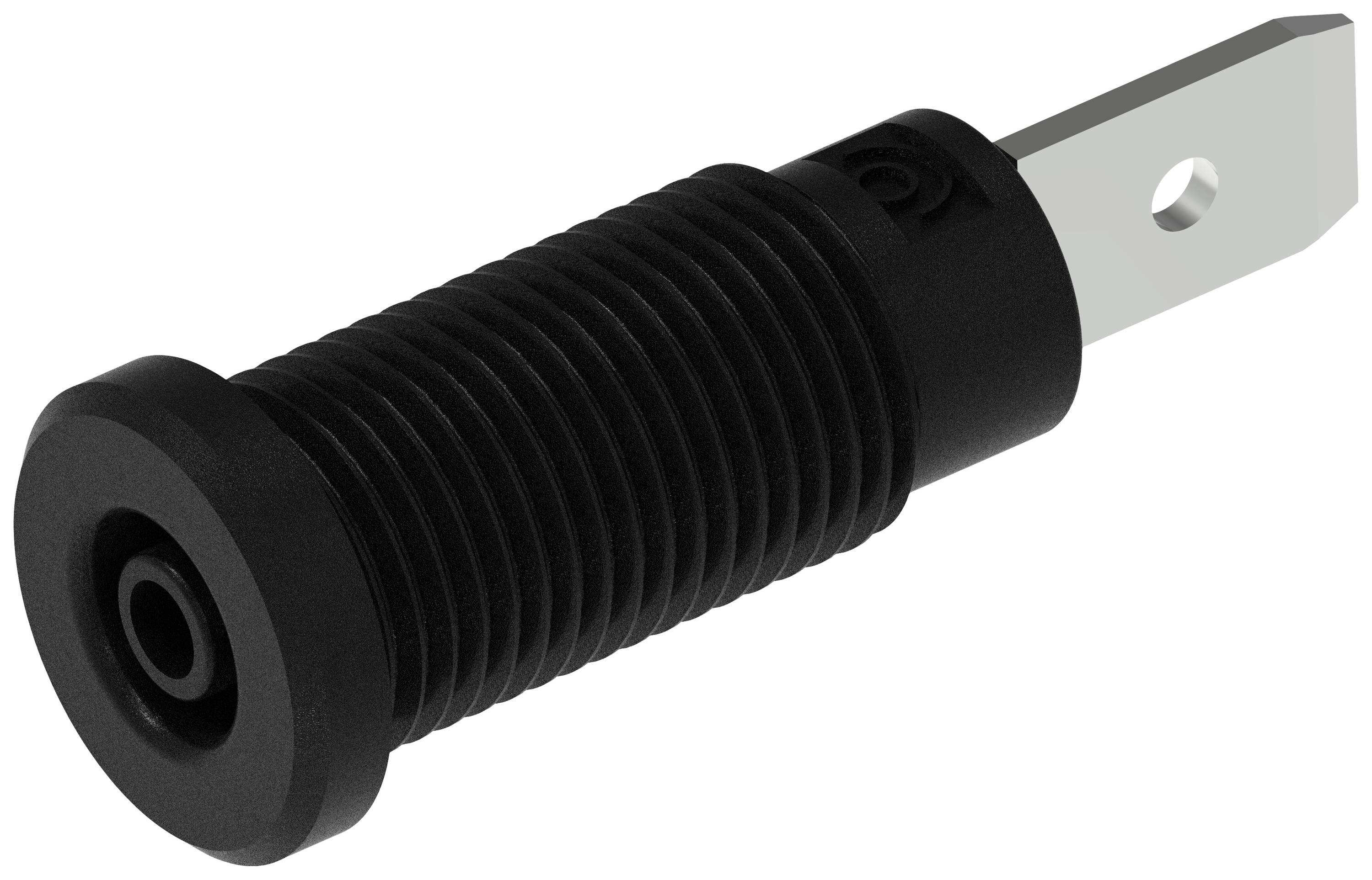 Czarny, żebrowany gumowy element z srebrnym metalowym trzpieniem. Służy jako element tłumiący wstrząsy, typowo stosowany w maszynach.