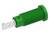 Zielony wtyk plastikowy z żebrowanym uchwytem i metalowym ostrzem. Używany do połączeń elektrycznych.